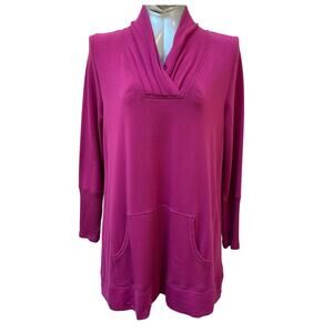 Soft Surroundings V Neck Tunic Blouse Women's Size Medium Dark Pink